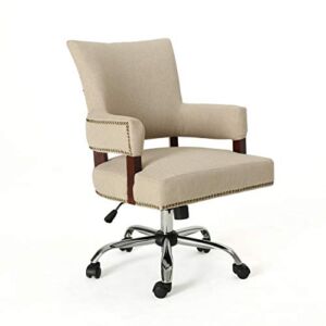 Christopher Knight Home Maye Traditional Home Office Chair, Wheat and Chrome