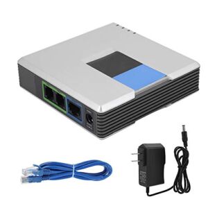 VoIP Gateway, Portable 2 Ports Adapter Internet Phone Gateway SIP RJ45 Cable Support SIP V2 Protocol for PAP2T(US Plug)