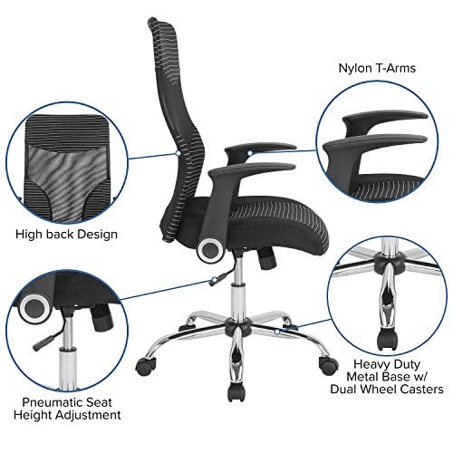 Flash Furniture Milford High Back Ergonomic Office Chair with Contemporary Mesh Design in Black and White | The Storepaperoomates Retail Market - Fast Affordable Shopping