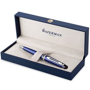 Waterman Expert Ballpoint Pen, with Chrome Trim, Medium Point with Blue Refill, Gift Box