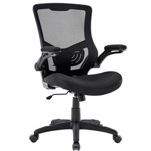 Home Office Chair Desk Chair Mesh Computer Chair with Lumbar Support Flip Up Arms Modern Task Chair Adjustable Swivel Rolling Executive Mid Back Ergonomic Chair for Adults, Black