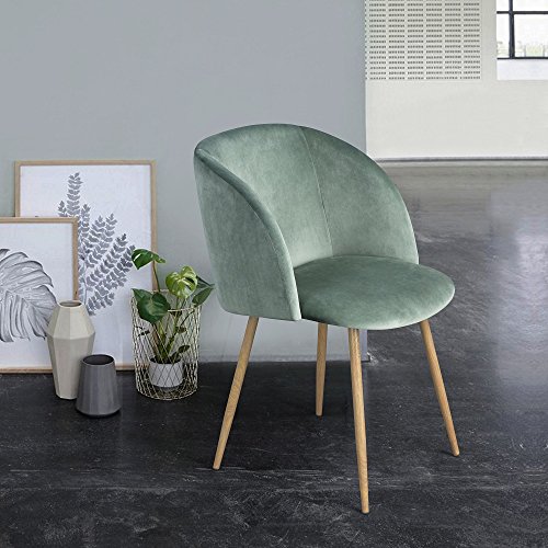 EGGREE Mid Century Modern Accent Chair Green, Velvet Living Room Armchair Upholstered Club Chair Dining Chair with Solid Steel Legs for Bedroom Reception Room Accent Furniture,Cactus | The Storepaperoomates Retail Market - Fast Affordable Shopping