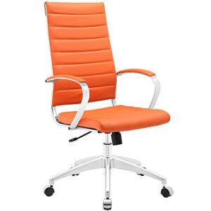 Modway Jive Ribbed High Back Tall Executive Swivel Office Chair With Arms In Orange