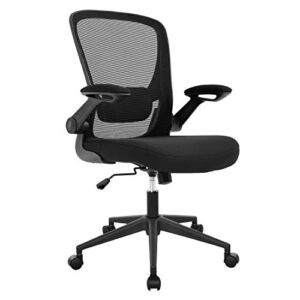 Office Chair Ergonomic Desk Chair Mesh Computer Chair Swivel Rolling Mid Back Task Chair with Lumbar Support Flip-up Arms Adjustable Chair for Adults(Black)