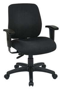 Office Star Deluxe Padded Seat and Back Task Chair with Ratchet Back Height Adjustment and Adjustable Arms, Black