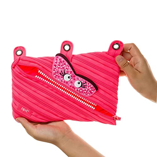 ZIPIT Monstar 3-Ring Binder Pencil Pouch, Large Capacity Pen Case for Kids, Made of One Long Zipper! (Pink) | The Storepaperoomates Retail Market - Fast Affordable Shopping