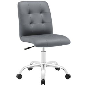 Modway Prim Ribbed Armless Mid Back Swivel Conference Office Chair In Gray