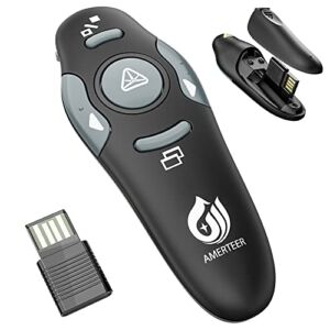 AMERTEER Wireless Presenter, PPT Controller Presentation Remote Control Laser Pointer USB Mouse Clicker Flip Pen