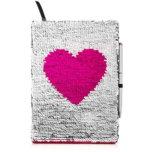 Journal for Girls with Pen | Reversible Sequin Heart Diary | Perfect Notebook for Girls | The Storepaperoomates Retail Market - Fast Affordable Shopping