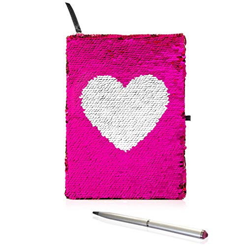 Journal for Girls with Pen | Reversible Sequin Heart Diary | Perfect Notebook for Girls | The Storepaperoomates Retail Market - Fast Affordable Shopping