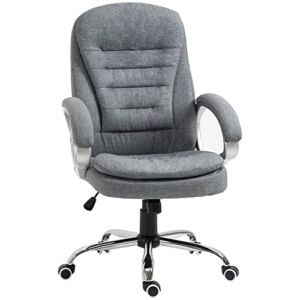 Vinsetto High Back Home Office Chair Executive Computer Chair with Adjustable Height, Upholstered Thick Padding Headrest and Armrest – Grey