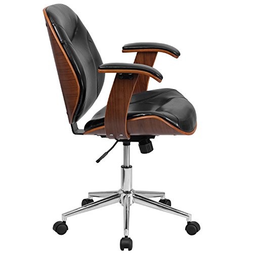 Flash Furniture Mid-Back Black LeatherSoft Executive Ergonomic Wood Swivel Office Chair with Arms | The Storepaperoomates Retail Market - Fast Affordable Shopping