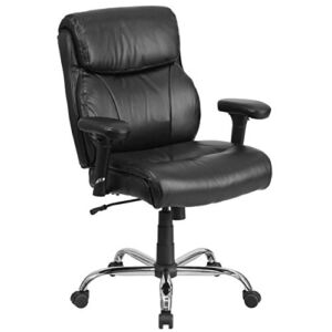 Flash Furniture HERCULES Series Big & Tall 400 lb. Rated Black LeatherSoft Ergonomic Task Office Chair with Clean Line Stitching and Arms