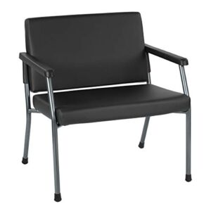 Office Star Bariatric Big and Tall Medical Office Chair with Oversized 29 Inch Wide Seat and Sturdy Metal Frame with Back Reinforcement, 500 Pound Capacity, Dillon Black Faux Leather Fabric
