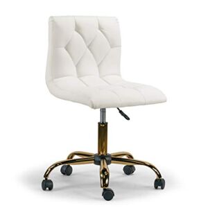 Aman Cream Adjustable Height Swivel Office Chair w/Golden Wheel Base