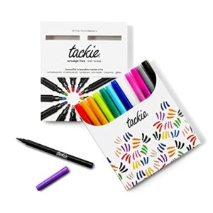 MC SQUARES Tackie Markers Fine Point 12-Pack : Smudge-Free Markers For Dry-Erase White-Boards – Red, Orange, Purple, Cyan Blue, Lime Green, Black, Pink, Gold, Kelly Green, Royal Blue, Gray, Lavender