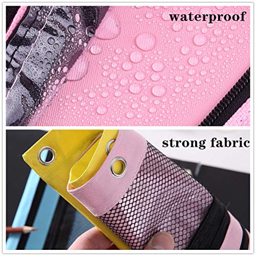 SORDIM 3 Ring Binder Pencil Pouch, 2 Pack Pencil Pouch with Zipper-Pencil Case with Double Pocket and Mesh Window (pink and grey) | The Storepaperoomates Retail Market - Fast Affordable Shopping