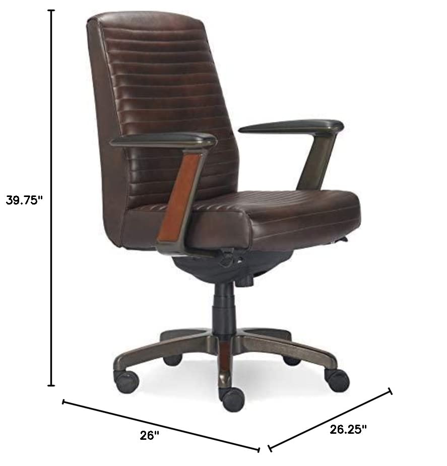 La-Z-Boy Emerson Modern Executive Office Chair with Rich Wood Inlay, Ergonomic High-Back Lumbar Support, Bonded Leather, Brown | The Storepaperoomates Retail Market - Fast Affordable Shopping