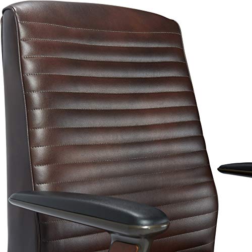 La-Z-Boy Emerson Modern Executive Office Chair with Rich Wood Inlay, Ergonomic High-Back Lumbar Support, Bonded Leather, Brown | The Storepaperoomates Retail Market - Fast Affordable Shopping