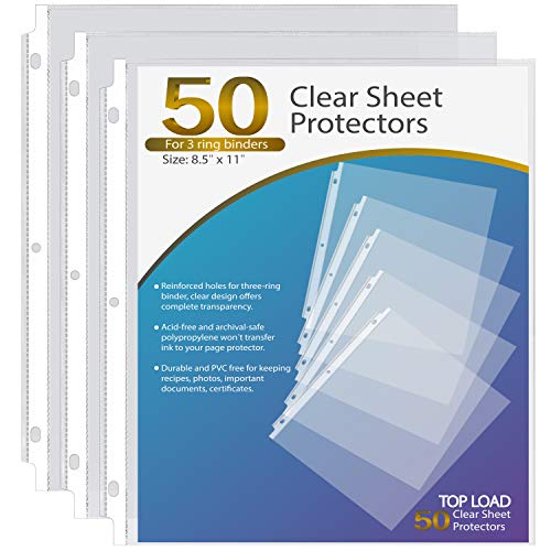 KTRIO Sheet Protectors 8.5 x 11 inch Clear Page Protectors for 3 Ring Binder, Plastic Sleeves for Binders, Top Loading Paper Protector Letter Size, 50 Pack | The Storepaperoomates Retail Market - Fast Affordable Shopping