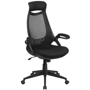 Flash Furniture High Back Black Mesh Executive Swivel Office Chair with Flip-Up Arms