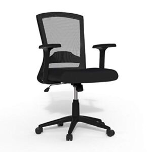 Linea Italia Porto Ergonomic Mesh Back Office Adjustable Height & Lumbar Support, Tilt Tension Modern Executive Desk Chair, Medium, Black
