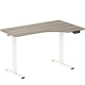 SHW 55-Inch Large Electric Height Adjustable L-Shaped Standing Desk with Right Facing Corner, Oak