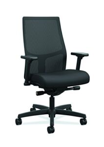 HON Ignition 2.0 Mid-Back – Black Mesh Computer Chair for Office Desk, Black Fabric