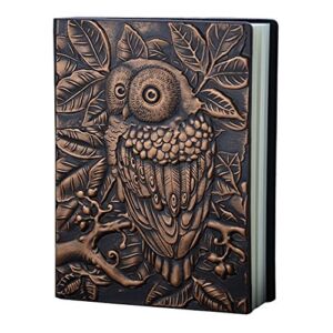 Kennedy Embossed Leather (Faux Leather) Travel Journals Vintage Handcraft Embossed Owl Antique Diary Notebook Daily Weekly Monthly Planner Journal(Copper)