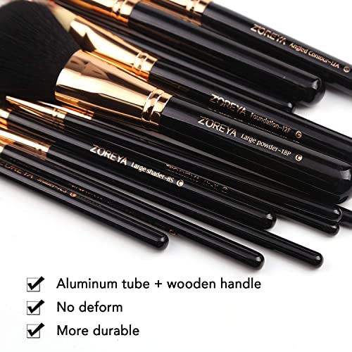Zoreya Premium Travel makeup brush set 12 pieces essential Cosmetic tools Synthetic Hair Foundation Powder Eye Cosmetic brushes With Black Holder For Valentines Gifts | The Storepaperoomates Retail Market - Fast Affordable Shopping