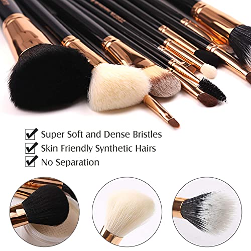 Zoreya Premium Travel makeup brush set 12 pieces essential Cosmetic tools Synthetic Hair Foundation Powder Eye Cosmetic brushes With Black Holder For Valentines Gifts | The Storepaperoomates Retail Market - Fast Affordable Shopping