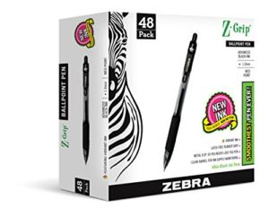Zebra Pen Z-Grip Retractable Ballpoint Pen, Medium Point, 1.0mm, Black Ink, – 48 Pieces, Model Number: 22148