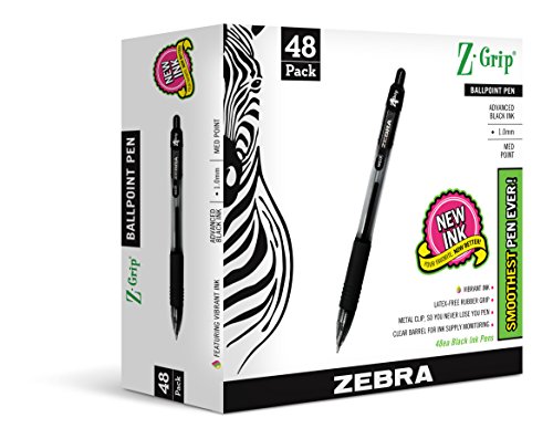 Zebra Pen Z-Grip Retractable Ballpoint Pen, Medium Point, 1.0mm, Black Ink, – 48 Pieces, Model Number: 22148 | The Storepaperoomates Retail Market - Fast Affordable Shopping