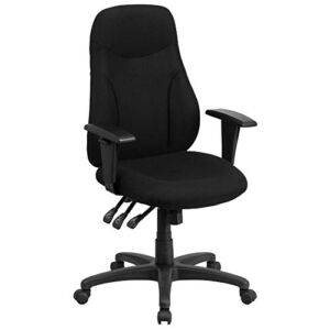 Flash Furniture High Back Black Fabric Multifunction Swivel Ergonomic Task Office Chair with Adjustable Arms