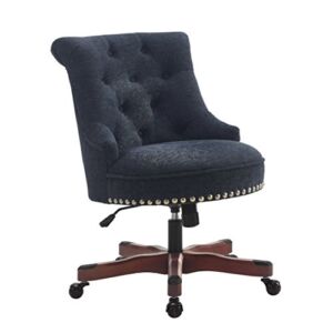 Linon Sinclair Wood Upholstered Office Chair in Dark Blue