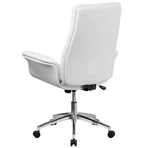 Flash Furniture Mid-Back White LeatherSoft Executive Swivel Office Chair with Flared Arms | The Storepaperoomates Retail Market - Fast Affordable Shopping
