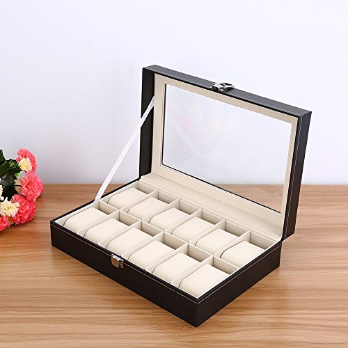 Resulzon Pu Leather Watch Storage Organizer for Display and Collect Watches Or Jewelry Wrist Bracelets 12 Slots | The Storepaperoomates Retail Market - Fast Affordable Shopping