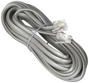 Premium Telephone Line Cord Heavy Duty Silver Satin 4 Conductor 14-ft by TeleDirect