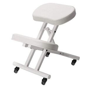Modern Home Ergonomic Rolling Kneeling Posture Chair – White/White