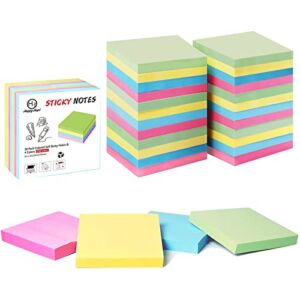 Sticky Notes 3×3 Inches Bulk 28 Pack 2800 Sheets Colored Self-Stick Pads, 100 Sheets/Pad, 4 Bright Colors (Yellow, Green, Pink, Blue) for Office Supplies, School, Home