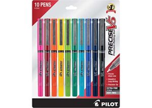 PILOT Precise V5 Stick Liquid Ink Rolling Ball Stick Pens, Extra Fine Point (0.5mm) Assorted Ink Colors, 10-Pack (12562)