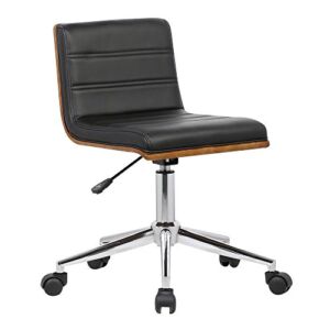 Armen Living Bowie Office Chair in Black Faux Leather and Chrome Finish