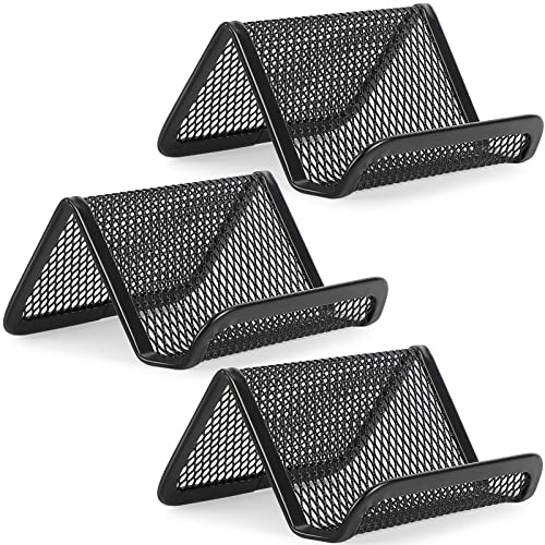 MaxGear Business Card Holder for Desk Metal Business Card Display Holders Mesh Business Cards Holder Stand 3 Pack Desktop Name Card Organizer, Capacity: 50 Cards, Black | The Storepaperoomates Retail Market - Fast Affordable Shopping