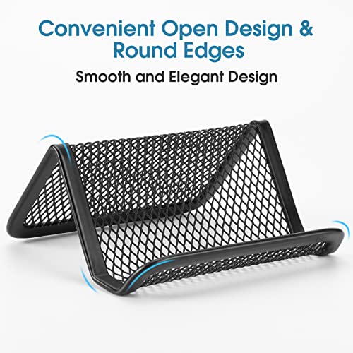 MaxGear Business Card Holder for Desk Metal Business Card Display Holders Mesh Business Cards Holder Stand 3 Pack Desktop Name Card Organizer, Capacity: 50 Cards, Black | The Storepaperoomates Retail Market - Fast Affordable Shopping