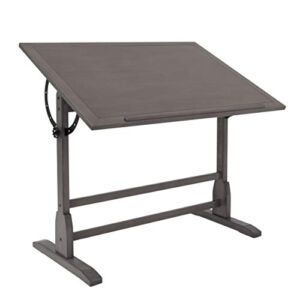 SD STUDIO DESIGNS Vintage Solid Wood Drawing 42″ x 30″ Angle Adjustable Top Drafting Table, Large, Slate Gray