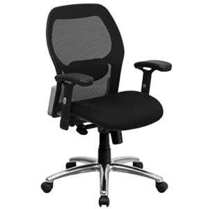 Flash Furniture Mid-Back Black Super Mesh Executive Swivel Office Chair with Knee Tilt Control and Adjustable Lumbar & Arms