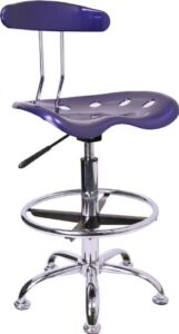 Flash Furniture Vibrant Deep Blue and Chrome Drafting Stool with Tractor Seat