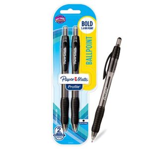 Paper Mate Profile Retractable Ballpoint Pens, Bold (1.4mm), Black, 2 Count