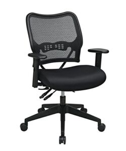 SPACE Seating Deluxe AirGrid Back with Mesh Seat, 2-Way Adjustable Arms, Seat Slider and Nylon Base Managers Chair, Black