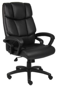 Boss Office Products High Back No Tools Required Top Grain Leather Chair in Black